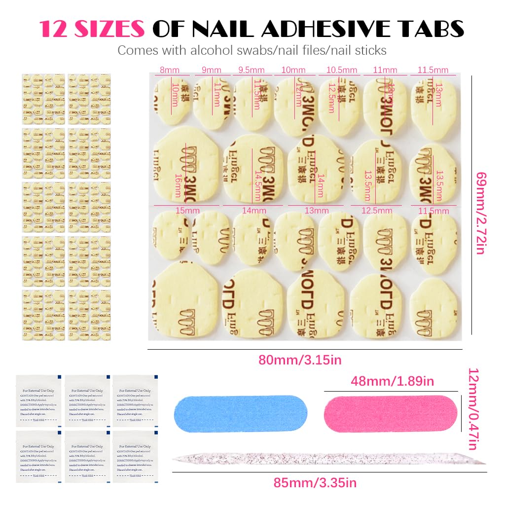 MAYCREATE 10 Sheets Double Side Nail Adhesive Tabs, Nail Glue For Press On Nails with Nail File and Nail Sticks, Press on Nails Sticky Tabs Nail Glue Sticker MAYCREATE 10 Sheets Double Side Nail Adhesive Tabs, Nail Glue For Press On Nails with Nail File and Nail Sticks, Press on Nails Sticky Tabs Nail Glue Sticker